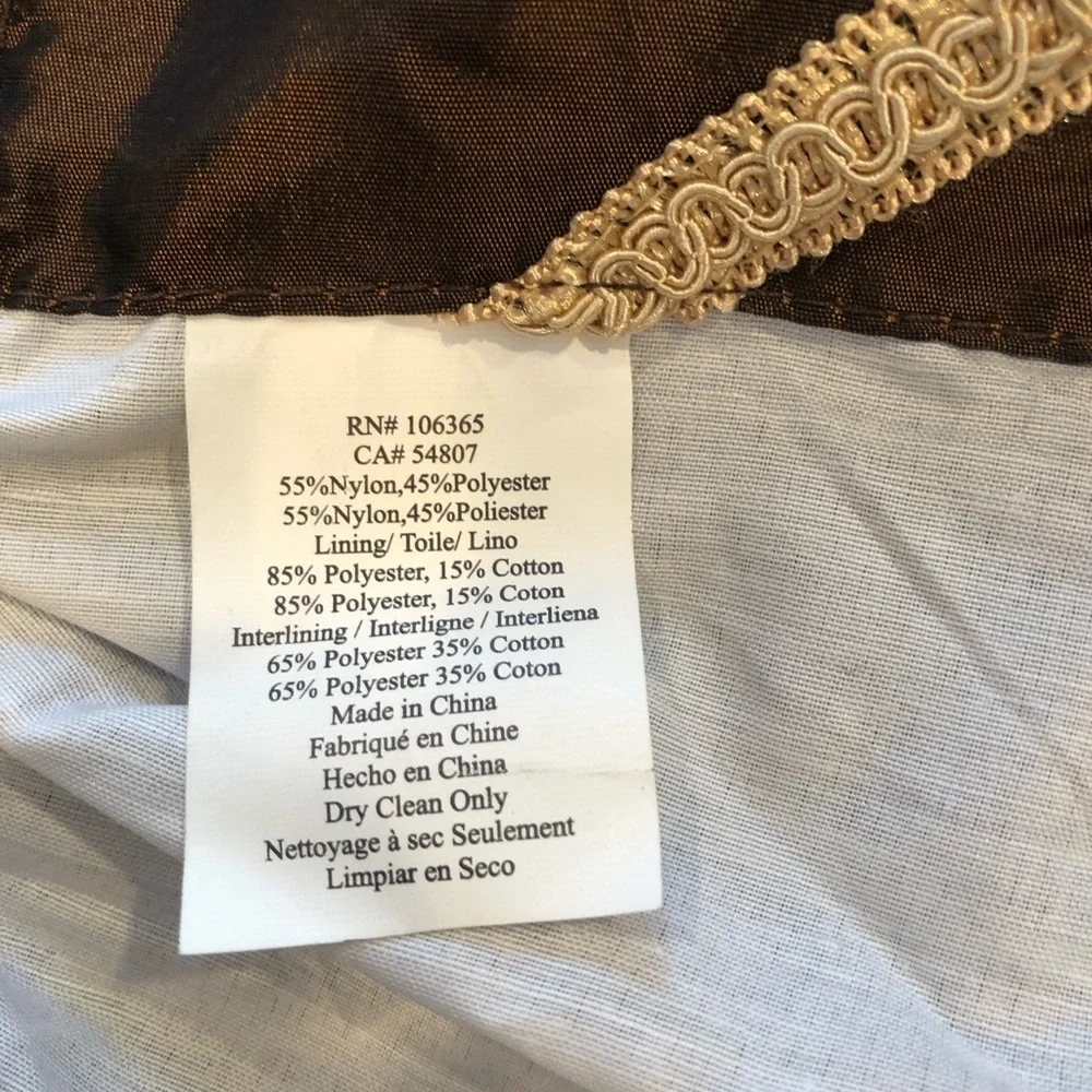 Rod Pocket 50 Inch Wide Brown/gold scalloped valance